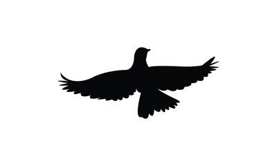 African thrush bird Silhouette Design  And Vector Illustration. 