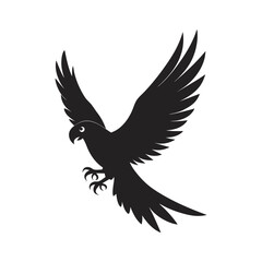 Hyacinth Macaw In Flight Silhouette Over Forest