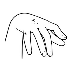 magic hand gesture with starry elements vector
