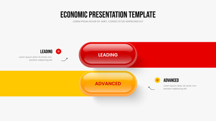 Consulting Introduction Two Option Diagram Slideshow Design. Company Performance 2 Element Infographic Presentation Template. Marketing Planning Slide Layout Vector Illustration.