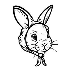 cute bunny head with bandana vector