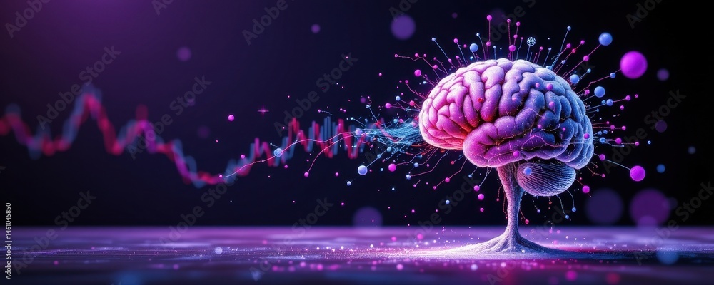 Aufkleber create a captivating double exposure image that bines a brain sketch and a table top view concept of