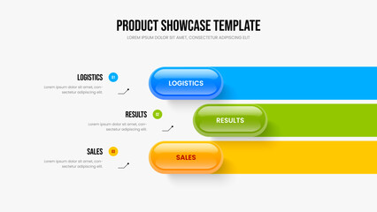 Consulting Campaign 3 Option Infographic Presentation Design. Sales Overview Three Step Diagram Slide Layout. Digital Solution Frame Template Vector Illustration.