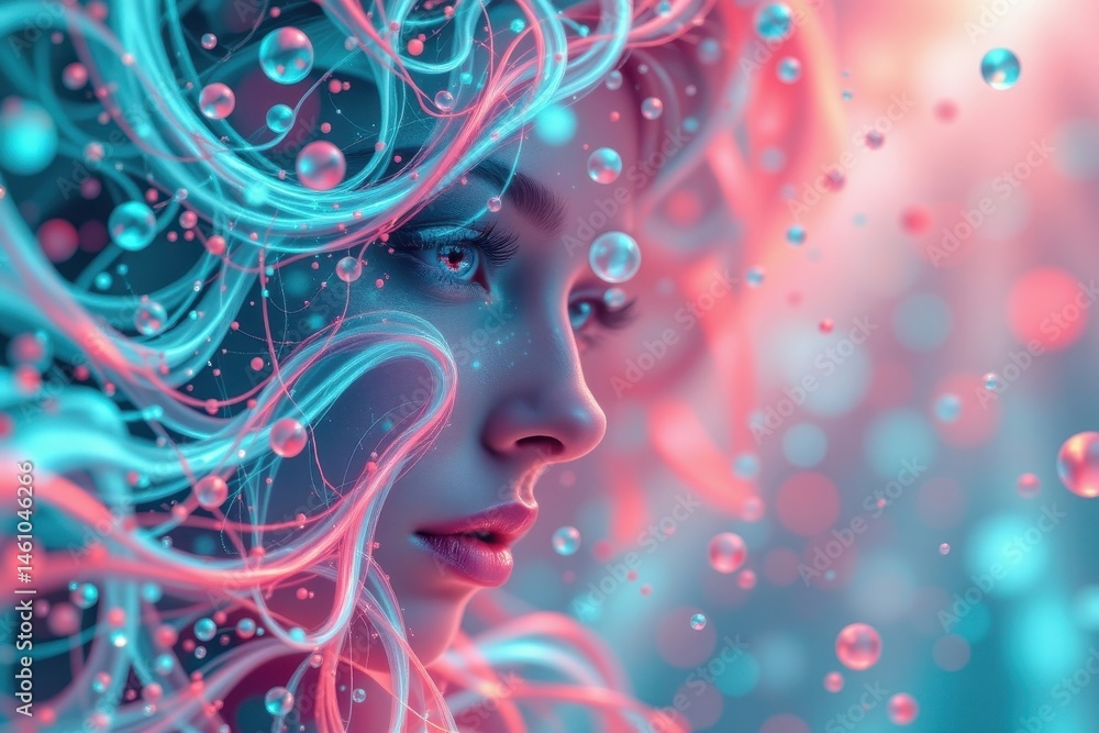 Poster create a vibrant and eye catching image featuring a fractal design background with a creative color 
