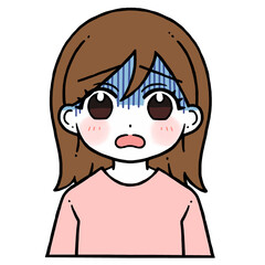 困り顔の青い顔の女性のイラスト