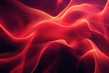 Obraz premium Glowing red wavy lines create an abstract, flowing, and dynamic texture. It can represent energy, passion, fire, or technological themes.