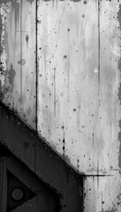 create an abstract image with a monochrome texture background and black and white tones, the image should include a geometric style subject positioned at the bottom of the image