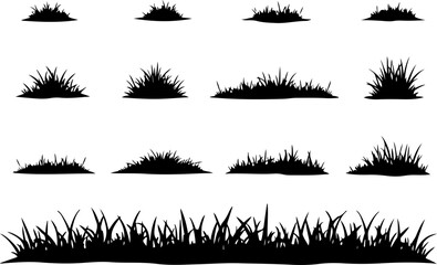 Grass Silhouette Vector Set – Lawn and Turf Shapes Collection"
