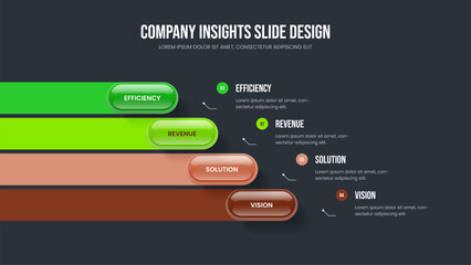 Business Performance Frame Template Vector Illustration. Company Report Four Option Diagram Slide Layout. Market Growth 4 Step Infographic Presentation Design.