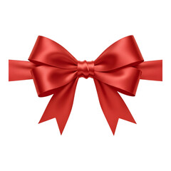 Fototapeta premium Deep red bow with stylish ribbon loops and festive gift wrap design