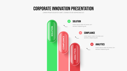 Modern Portfolio 3 Step Infographic Slide Template. Professional Launch Slideshow Layout Vector Illustration. Market Proposal Three Option Diagram Frame Design.