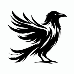 Obraz premium Stylized raven silhouette in black style