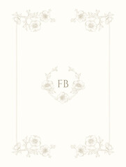 Floral page design. Borders and frame of anemone flowers.
