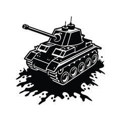 A T-34 tank dripping with raw energy icon of silhouette vector illustration on white background