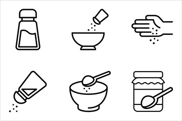 Salt and pepper icons set. Spice icon symbol in line style. vector illustration on white background