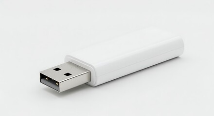 White usb drive flash memory storage device data transfer portable technology computer peripheral accessory on transparent background