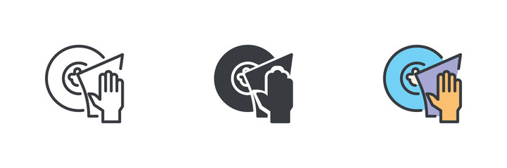 Hand cleaning plate different style icon set