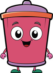 Happy Trash Can Cartoon