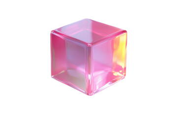 Iridescent pink glass cube
