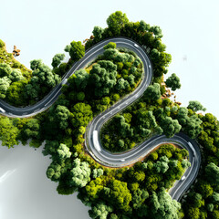 Winding Road Through Lush Forest