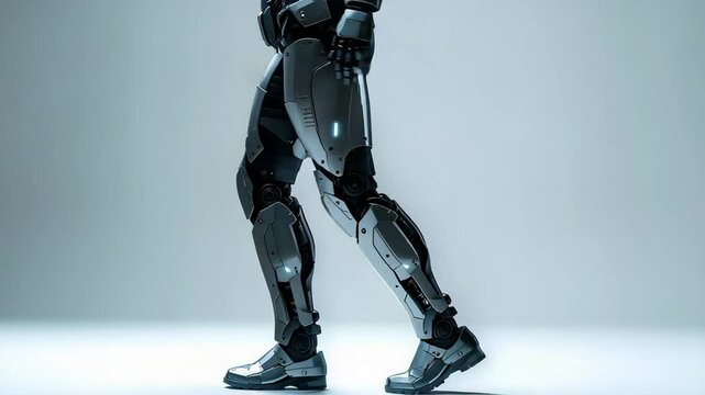 Futuristic Robot Leg Design Innovation in Engineering and Technology with Sleek Metal Aesthetics and Advanced Motion