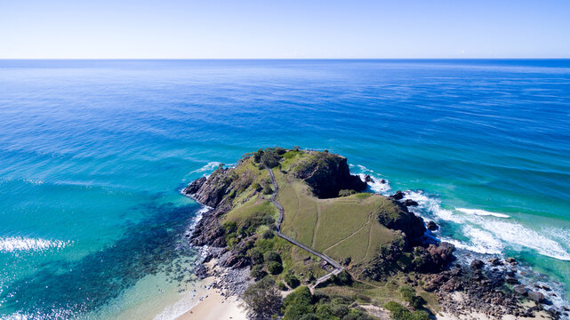 Aerial view Norries Headland at Cabarita Beach.
