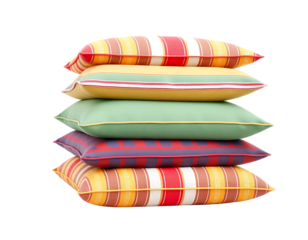 Stack of Colorful Striped Pillows