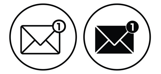 Email notification icon set. Email Envelope Icon with Notification Badge. email sign and symbol. Envelope icon on a white background
