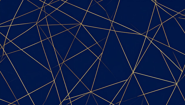 Elegant geometric pattern featuring thin gold lines on deep blue background, creating sophisticated and modern design. This artwork is perfect for various creative projects