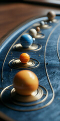 Vibrant 3D Model of the Solar System with Orbiting Planets