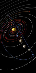 Vibrant Solar System Display with the Sun and Planets