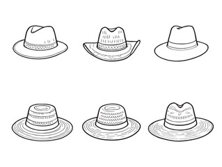 Stylish Panama Hat Line Art Drawing for Fashion and Design