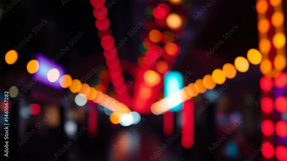 Poster a video showing vibrant blurred lights shining in darkness creating an abstract and colorful spectac