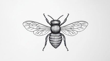 Obraz premium Detailed Line Drawing of a Bee