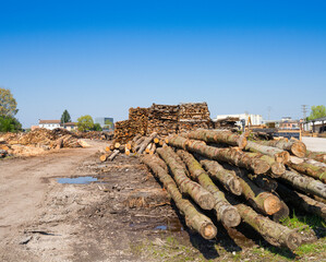 the external storage of wood in a sawmill	