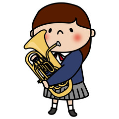 Obraz premium ユーフォニアムを吹く女子高校生