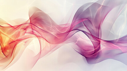 Fototapeta premium Flowing lines create abstract background with soft gradients of pink, purple, and orange, evoking sense of calm and creativity. This design is perfect for various artistic applications