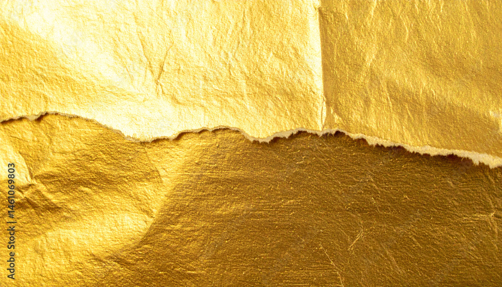 Poster luxurious gold foil texture with torn edge creates elegant and sophisticated background, perfect for