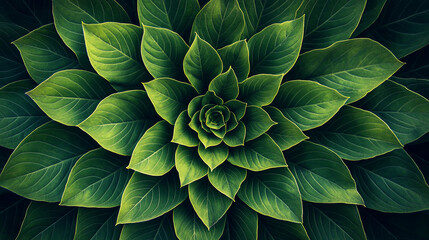 : Close-up of a vibrant green rosette plant. Detailed leaf structures spiral outward
