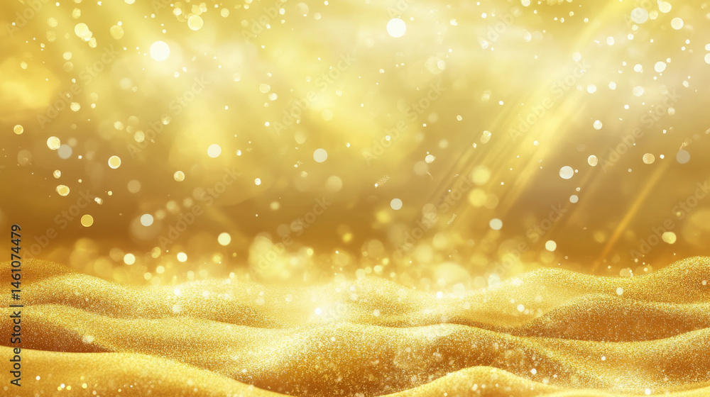 Wall mural shimmering golden background with soft waves and sparkling light creates warm and inviting atmospher