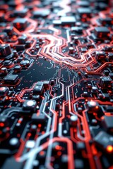 Fototapeta premium create a futuristic cyberpunk style image featuring an abstract mesh of data transfer against a background of networking concept in 3d rendering