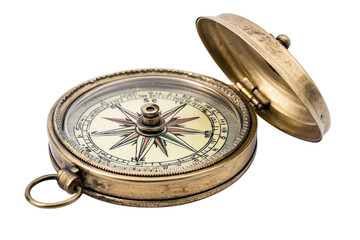 Antique brass compass open