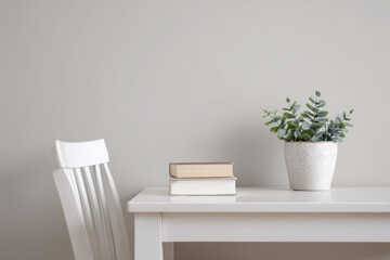 serene and minimalist office space representing leasing concepts featuring clean lines neutral colors and simple