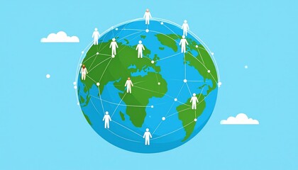 Fototapeta premium Global Network Connection People Connected Across the World Illustrative Graphic of International Communication and Networking