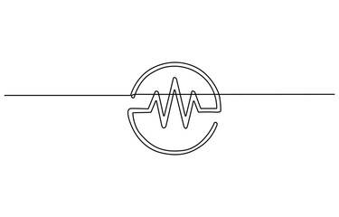 Sound wave continuous single line drawing. Vector illustration, One line drawing of sound wave. Continuous linear sketch .Doodle vector illustration, red and blue waving line.