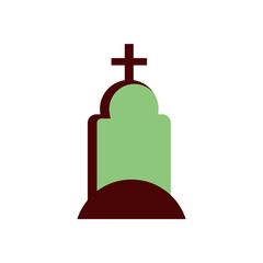 Simple gravestone illustration with a cross, suitable for memorial, cemetery, or religious content.