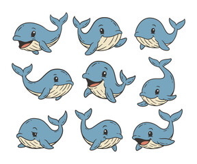 Cute Whale Doodle Style Illustration