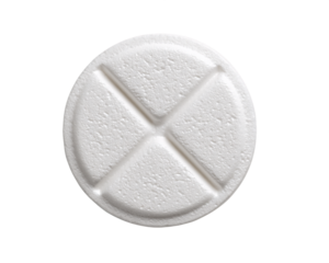 White Round Pill with Cross Score Mark on Transparent Background, PNG