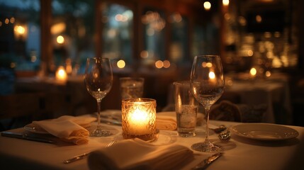 Romantic dinner table with candlelight and fine china, evoking timeless love and elegance