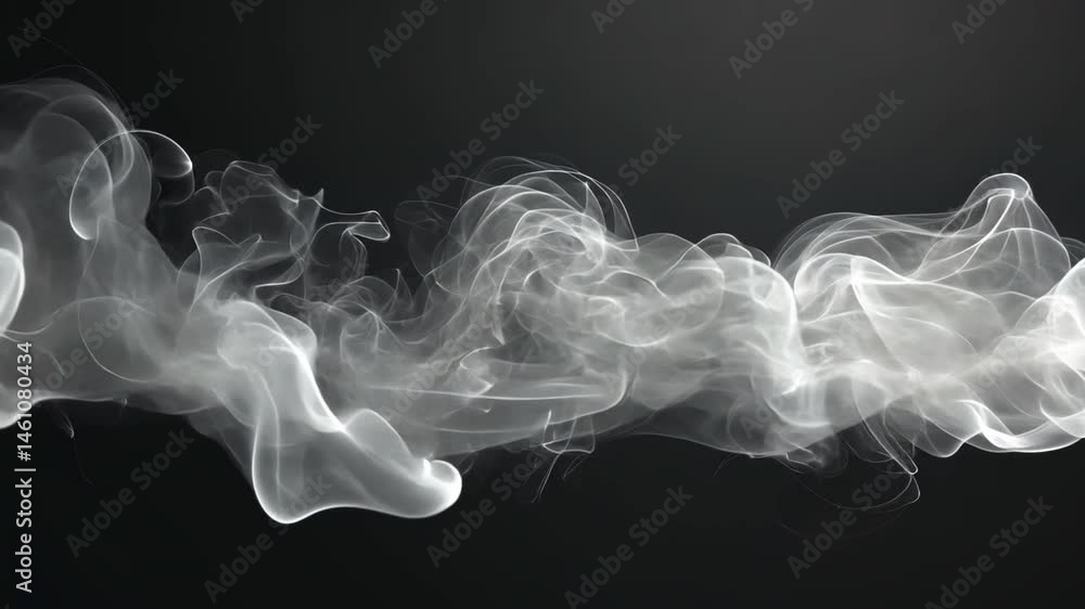 Poster mesmerizing swirl of translucent smoke dances gracefully against dark background, creating ethereal 
